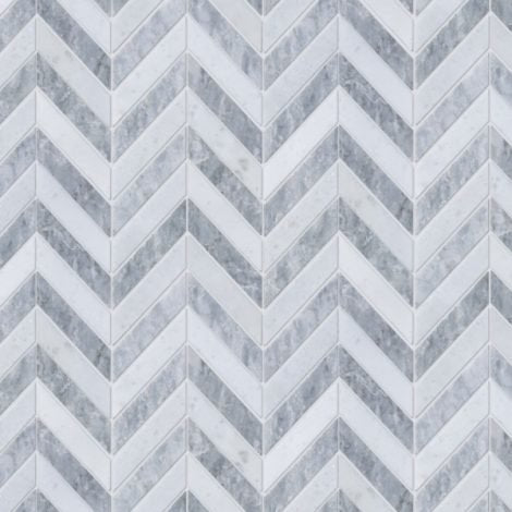 Silver Marble Chevron Pattern Mosaic