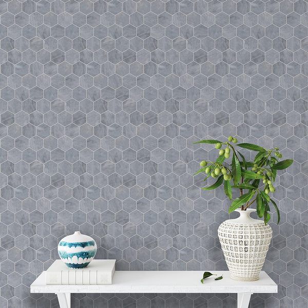 Allure Light Marble 50 mm Hexagon Mosaic - Honed