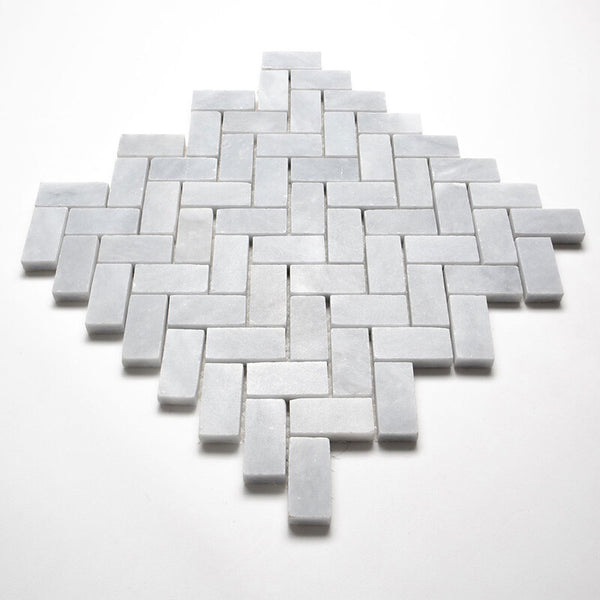 Allure Light Marble Small Herringbone Mosaic - Honed