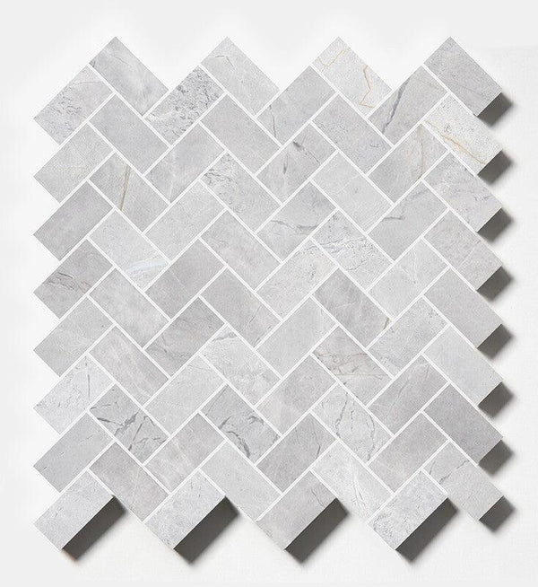 Avalanche Marble Small Herringbone Mosaic - Honed