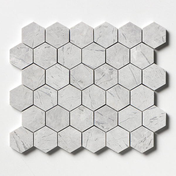 Avalanche Marble 50 mm Hexagon Mosaic - Honed