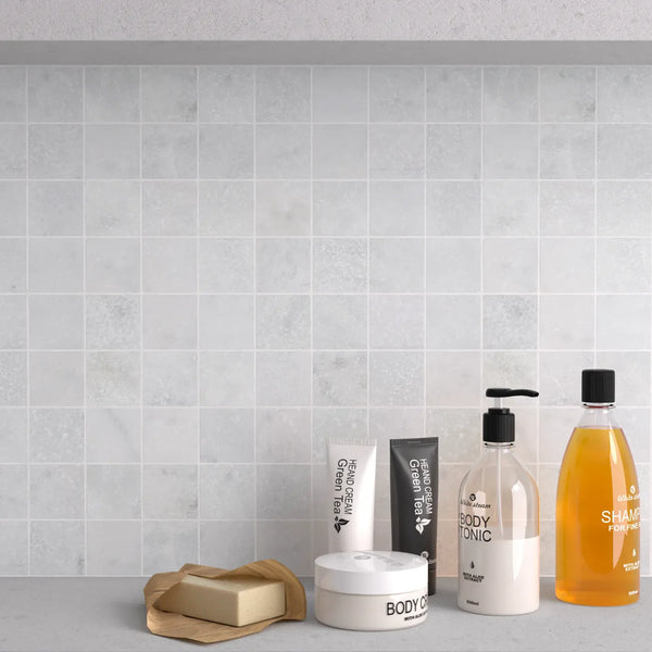 Avalon Marble Square Stackbond Mosaic - Tumbled