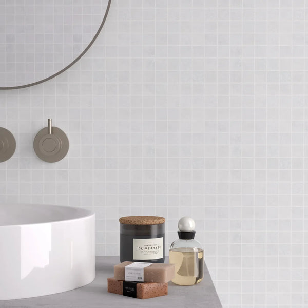 Avalon Marble Square Stackbond Mosaic - Tumbled