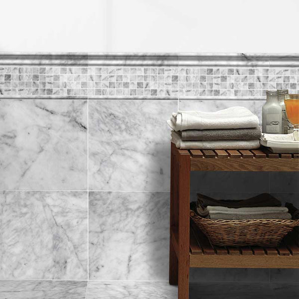 Avenza Marble 25 mm Square Stackbond Mosaic - Honed