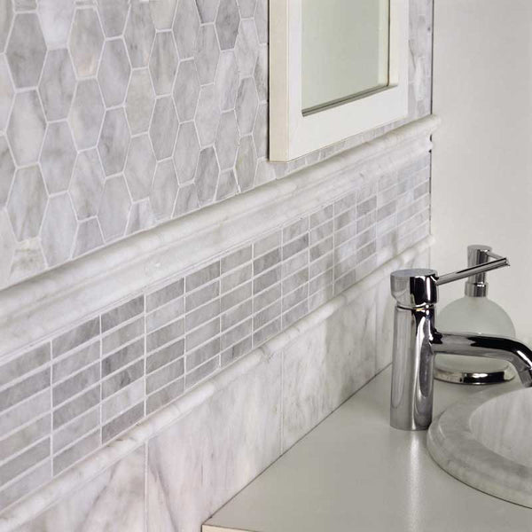 Avenza Marble 76 X 16 mm Rectangle Brickbond Mosaic - Honed