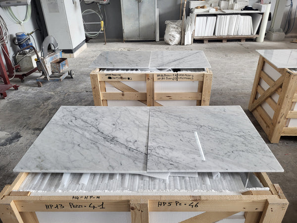 Bianco Carrara C Marble Tiles - Polished - FS714HPM