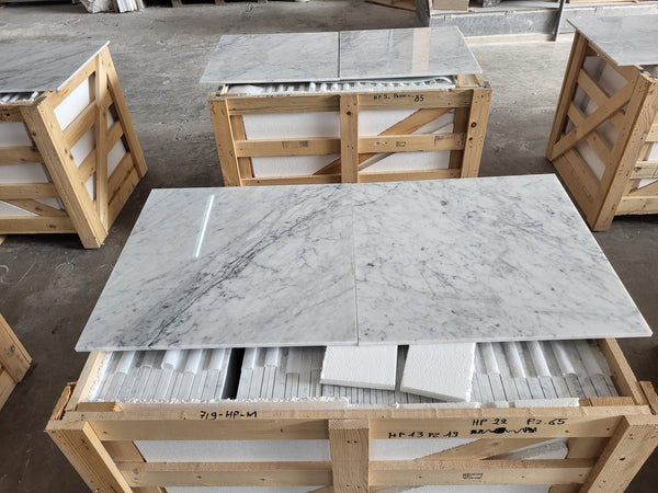 Bianco Carrara C Marble Tiles - Polished - FS719HPM