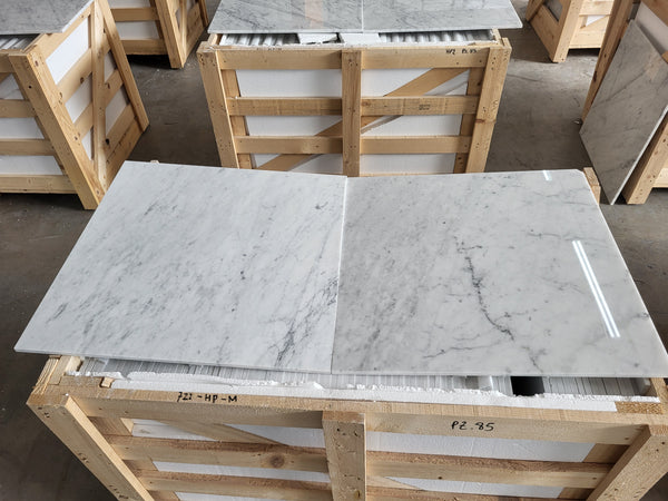 Bianco Carrara C Marble Tiles - Polished - FS722HPM