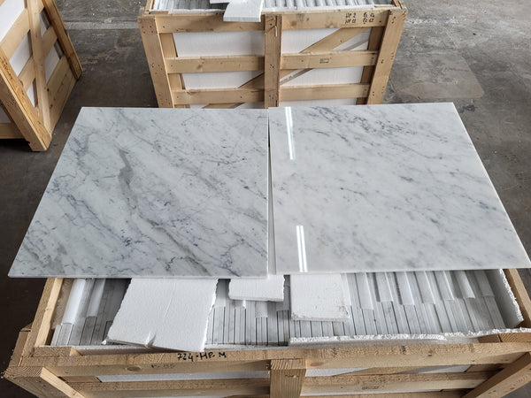 Bianco Carrara C Marble Tiles - Polished - FS724HPM