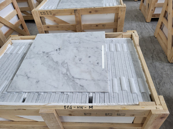 Bianco Carrara C Marble Tiles - Polished - FS814HNM