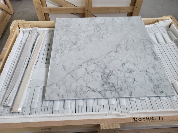 Bianco Carrara C Marble Tiles - Polished - FS820HNM