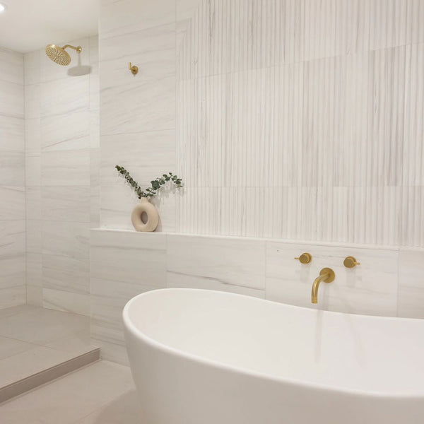 Bianco Dolomiti Marble Fluted Tiles - Honed