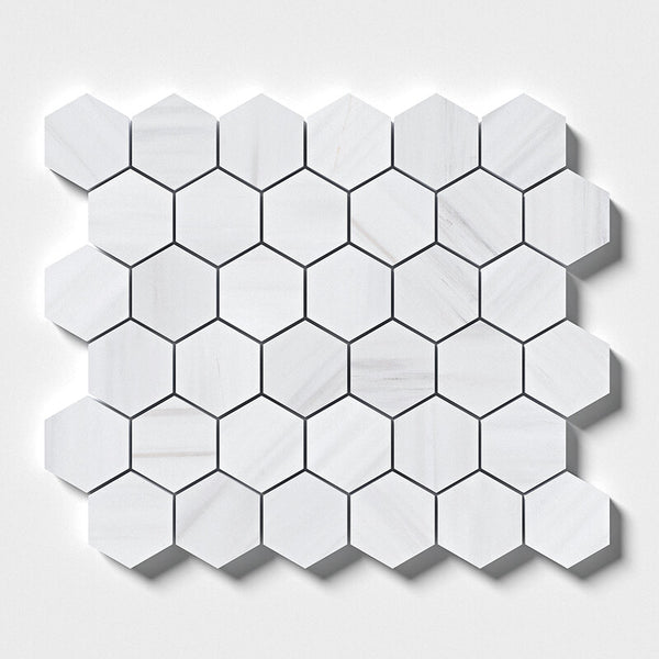 Bianco Dolomiti Marble 50 mm Hexagon Mosaic - Polished