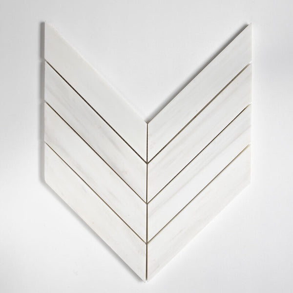 Bianco Dolomiti Marble Chevron Tiles - Honed