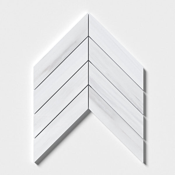 Bianco Dolomiti Marble Chevron Tiles - Honed