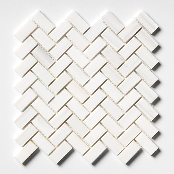 Bianco Dolomiti Marble Small Herringbone Mosaic - Honed