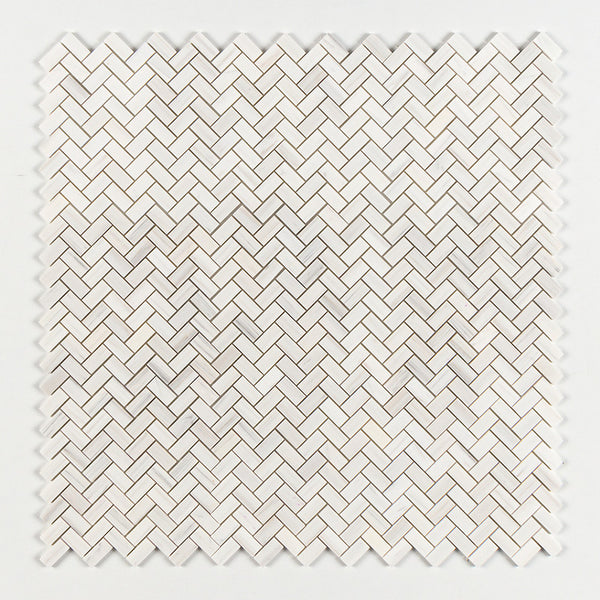 Bianco Dolomiti Marble Small Herringbone Mosaic - Honed