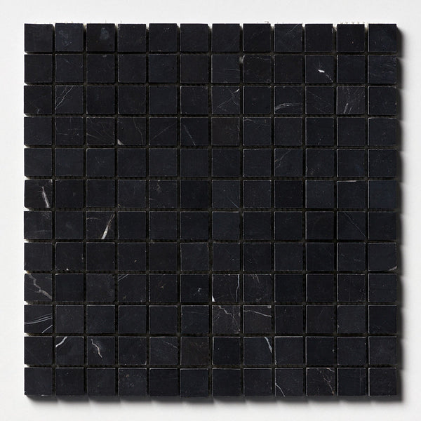 Nero Marquina T Marble 25 mm Square Stackbond Mosaic - Honed