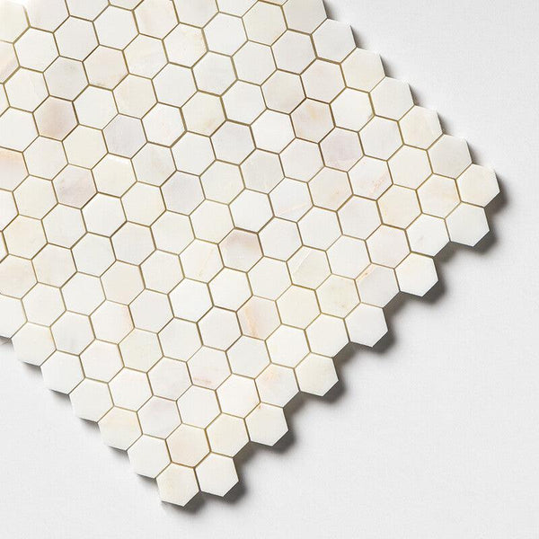 Calacatta Amber Marble 25 mm Hexagon Mosaic - Honed