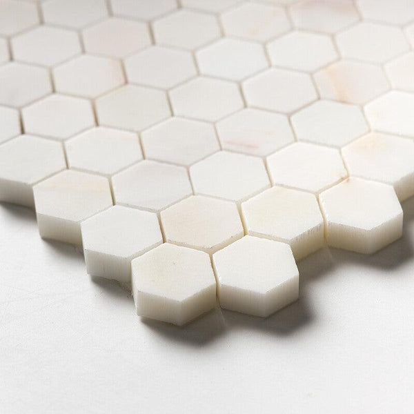 Calacatta Amber Marble 25 mm Hexagon Mosaic - Honed