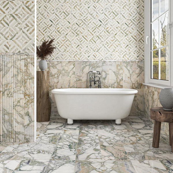 Calacatta Green Marble Tiles - Honed