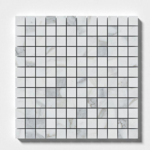 Calacatta Royal Marble 25 mm Square Stackbond Mosaic - Polished