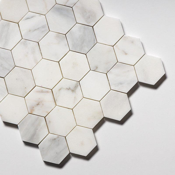 Calacatta Royal Marble 50 mm Hexagon Mosaic - Honed