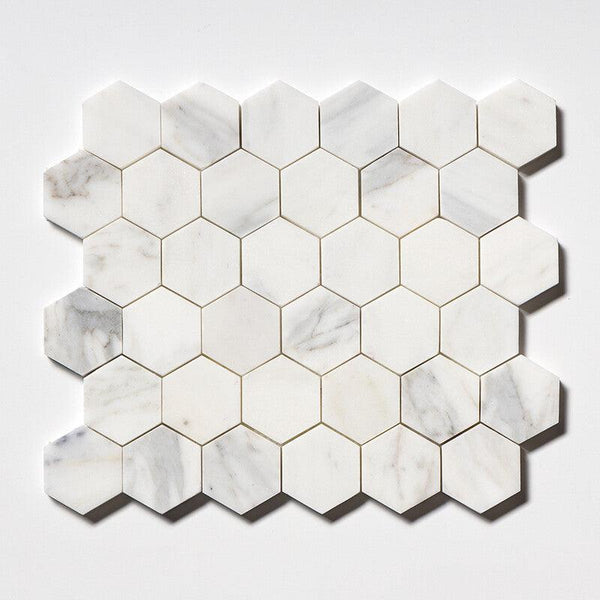 Calacatta Royal Marble 50 mm Hexagon Mosaic - Honed