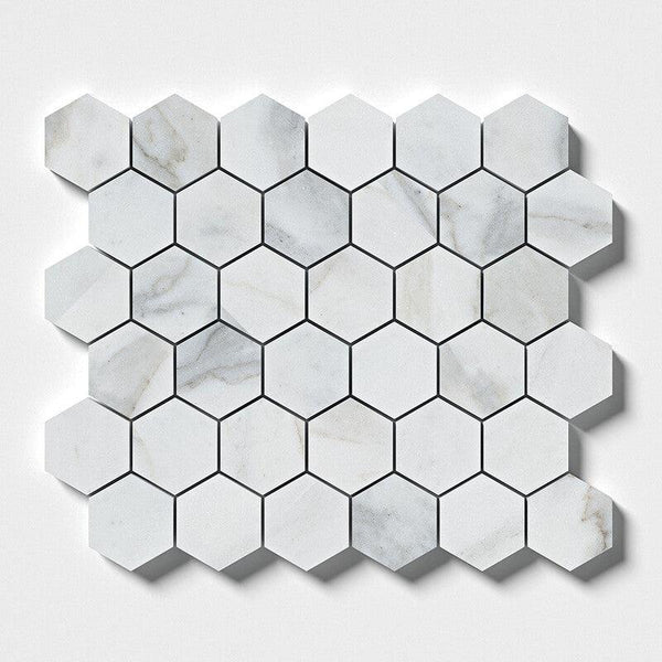 Calacatta Royal Marble 50 mm Hexagon Mosaic - Polished