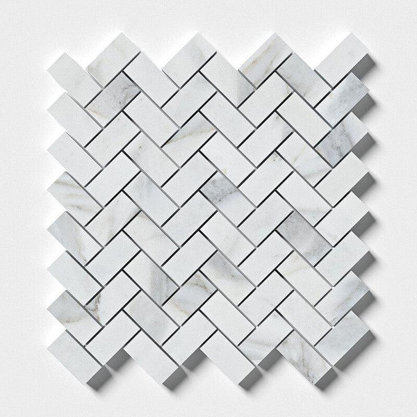 Calacatta Royal Marble Small Herringbone Mosaic - Polished