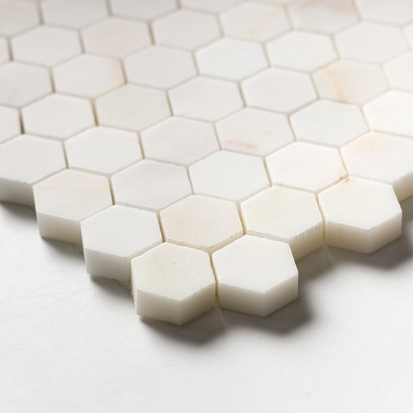 Calacatta Amber Marble 25 mm Hexagon Mosaic - Polished