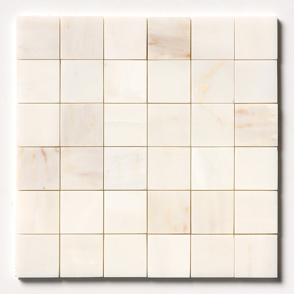 Calacatta Amber Marble 50 mm Square Stackbond Mosaic - Honed