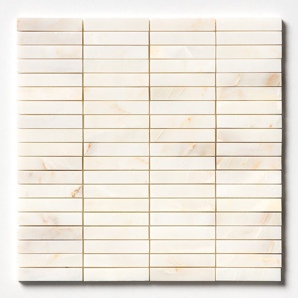 Calacatta Amber Marble 76 X 16 mm Rectangle Stackbond Mosaic - Honed