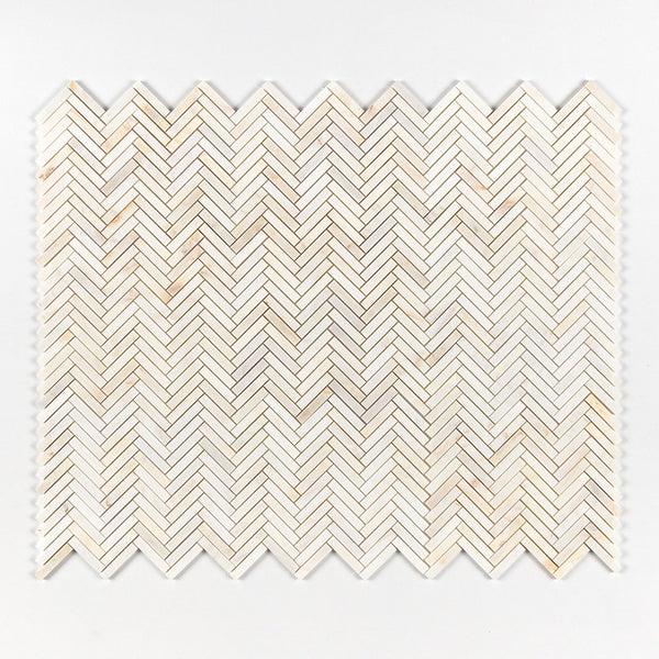 Calacatta Amber Marble Large Herringbone Mosaic - Honed