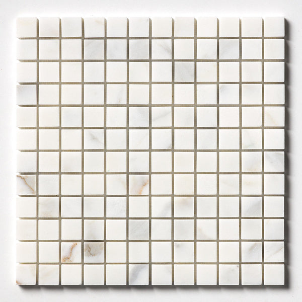 Calacatta Royale Marble 25 mm Square Stackbond Mosaic - Honed