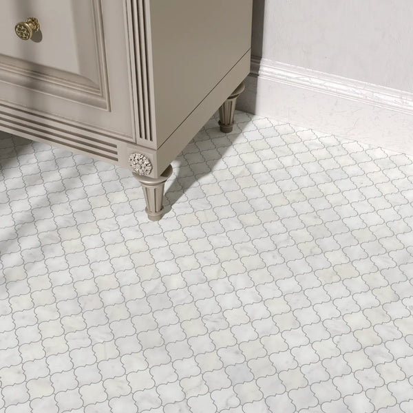 Carrara T Marble Arabesque Mosaic - Honed
