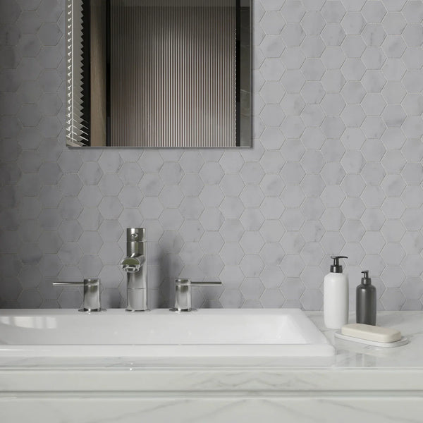 Carrara T Marble Hexagon Mosaic - Polished