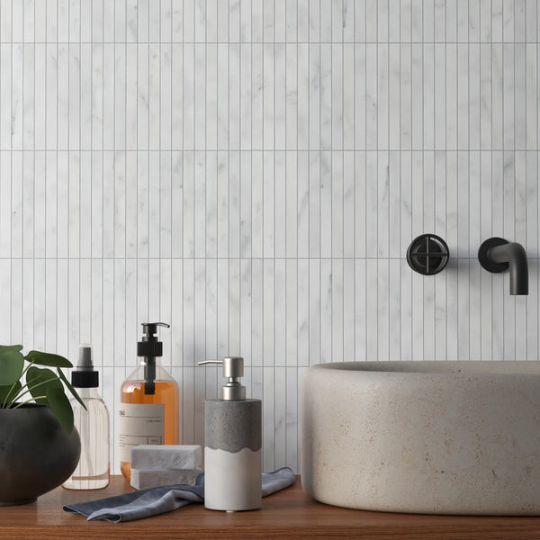 Carrara T Marble KitKat Mosaic - Honed