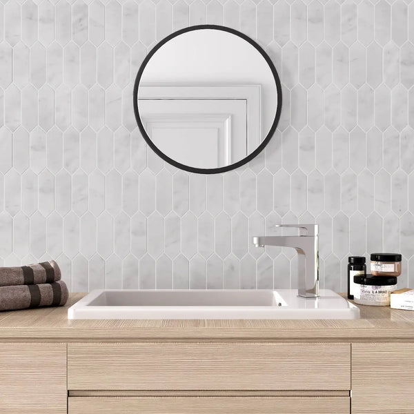 Carrara T Marble Picket Mosaic - Honed