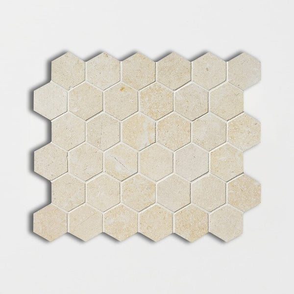 Casablanca Limestone 50 mm Hexagon Mosaic - Honed