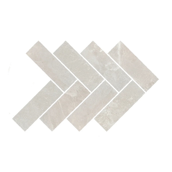 Cloudy Beige Marble Herringbone Tiles - Tumbled