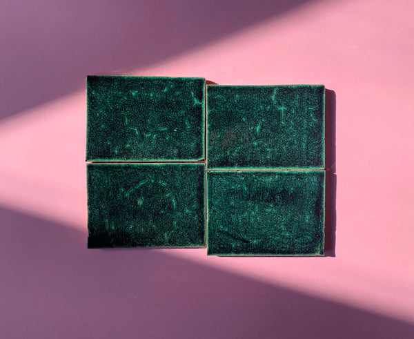 Crazed Terracotta Square Tiles - 013 - Glossy Translucent Crackle