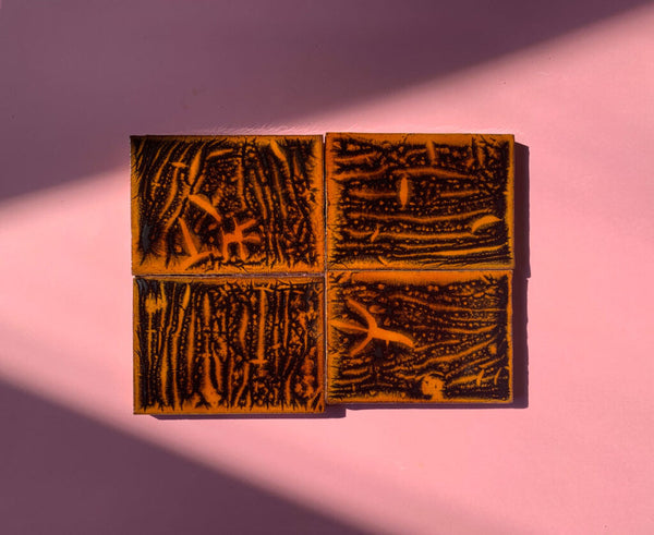 Crazed Terracotta Rectangle Tiles - 017 - Glossy Solid Crackle