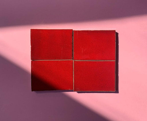 Crazed Terracotta Square Tiles - 001 - Glossy Solid Craquelé