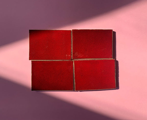 Crazed Terracotta Square Tiles - 009 - Reactive Craquelé