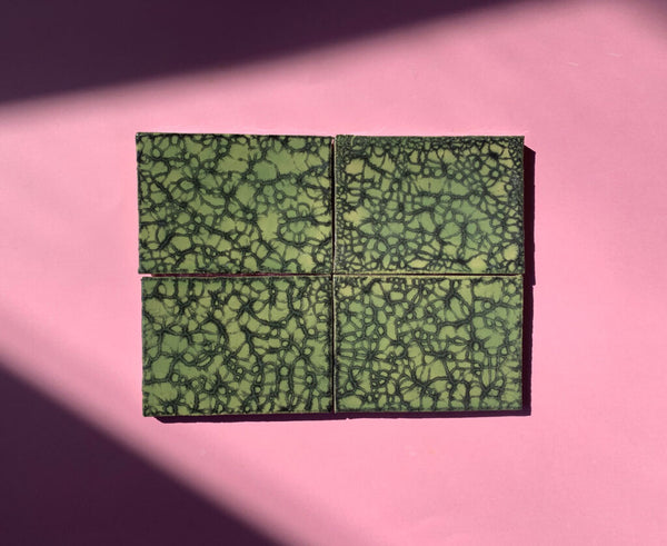 Crazed Terracotta Square Tiles - 014 - Glossy Translucent Craquelé