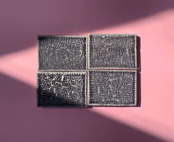 Crazed Terracotta Square Tiles - 025 - Glossy Translucent Crackle