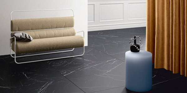 Dark Marquina Marble Effect Tiles - Polished