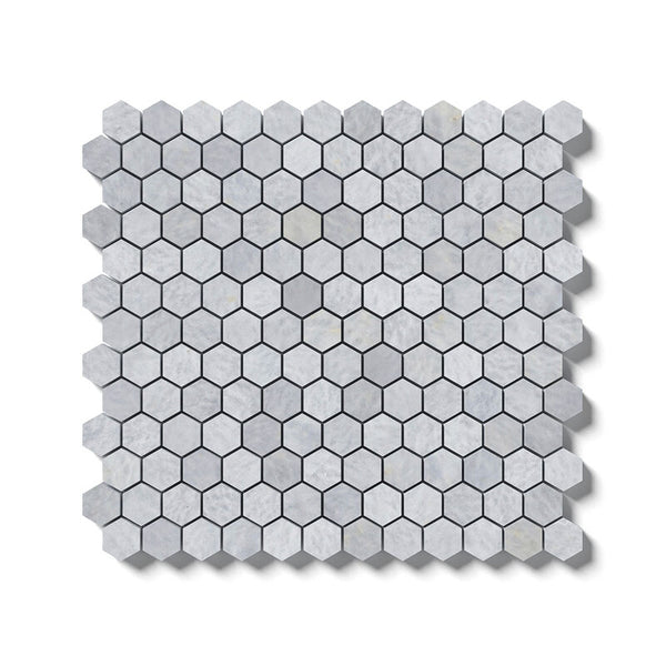 Diamond Blue Marble 25 mm Hexagon Mosaic - Honed