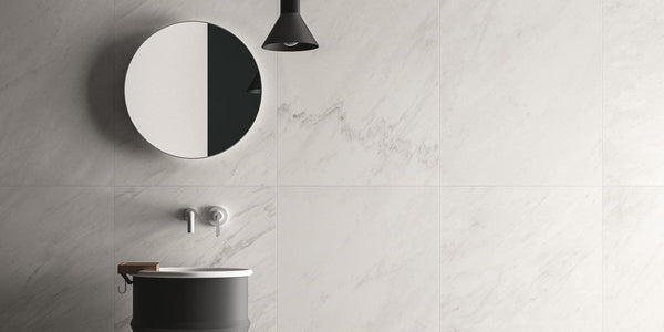 Elegant White Marble Effect Tiles - Satin